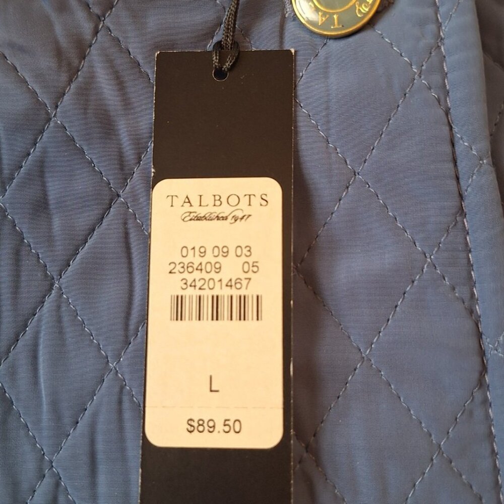 New TALBOTS Sleeveless Quilted Vest Sz L Blue Button Front NWT $89 - Picture 4 of 10